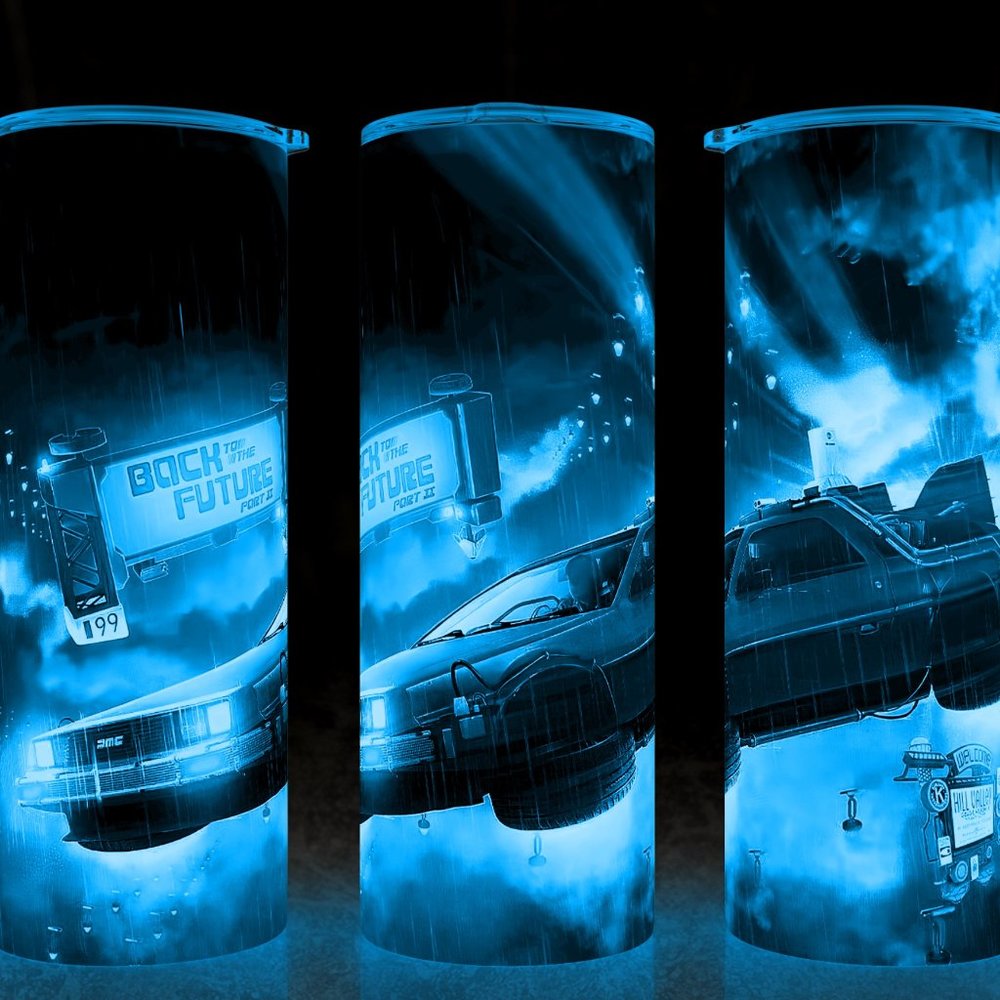 Glow in the Dark Back to the Future DeLorean Flying Cup Mug Tumbler